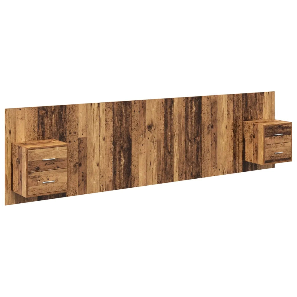 Testata con Comodino 3 pcs Legno vecchio Legno multistrato