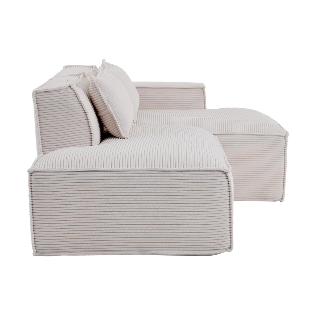 Divano compatto in poliestere con seduta elastica e 2 cuscini per piccoli spazi casa e ufficio beige 235 cm