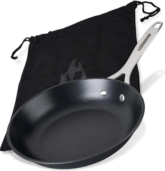 Piastra forno in acciaio inox 24 cm – padella con alta qualità di rivestimento antiscivolo – adatta a tutti i tipi di fonti di calore (anche inductive) – ca. 24,8 x 41,8 x 8 cm