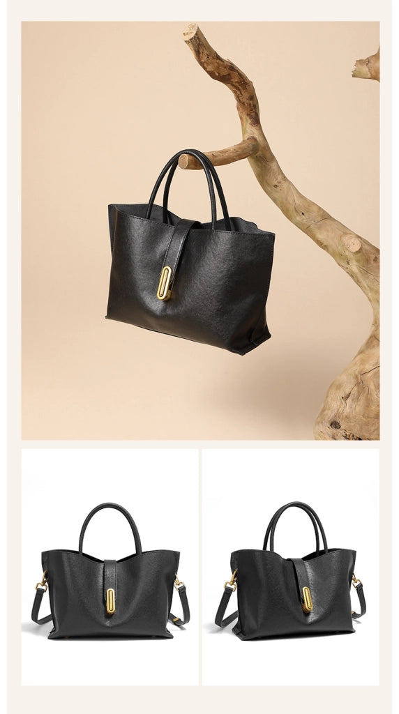 Borsa a tracolla da donna in vera pelle, nera