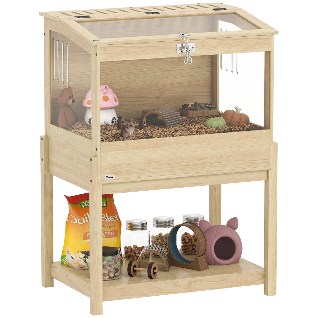 Casetta per criceti in legno con ripiano e coperchio ¨C zephmum ¨C 83x50x103 cm