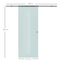 Porta Scorrevole in Vetro Smerigliato con Binario in Alluminio per Bagno Cucina Studio Vetro 205cm
