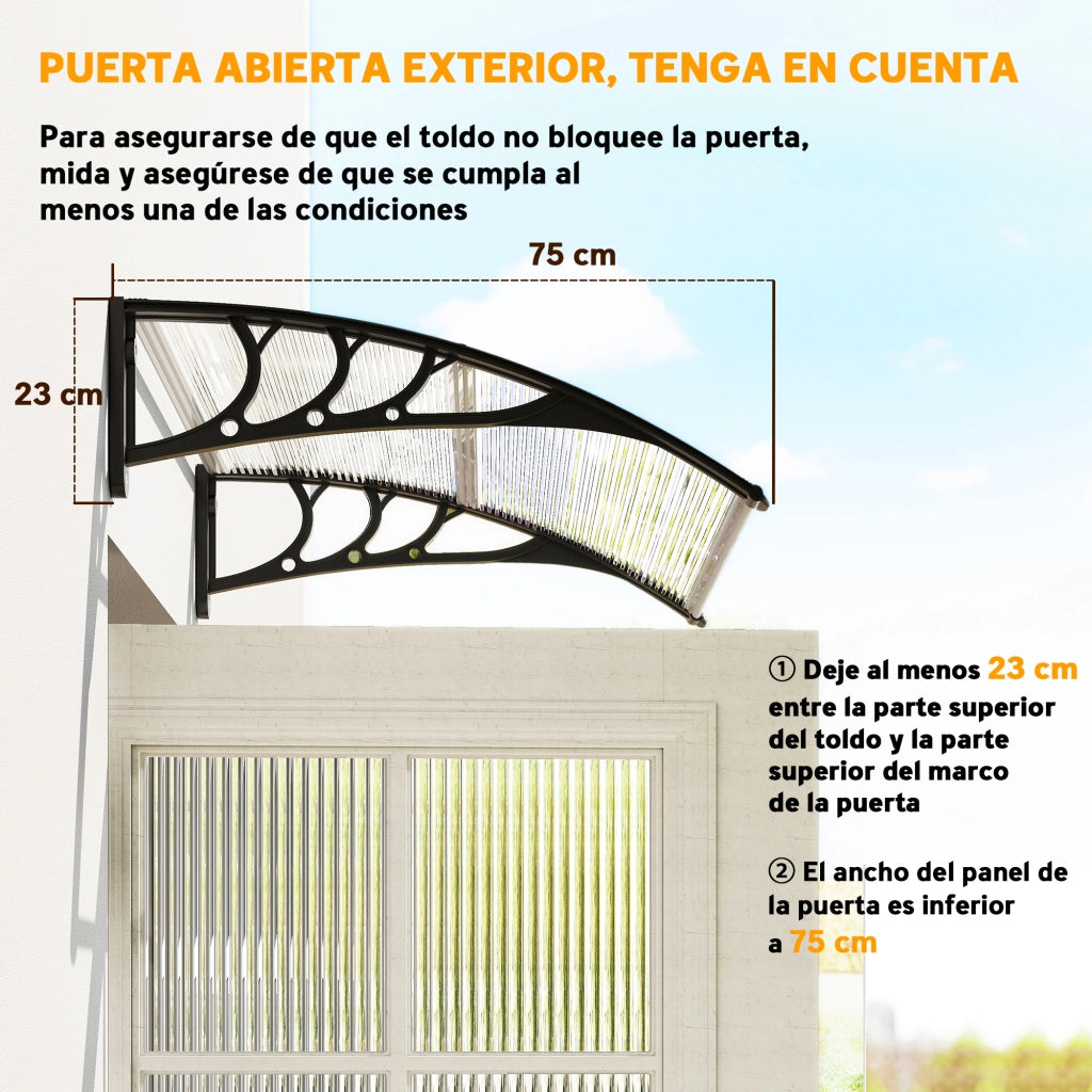 Tettoia Esterna per Porta e Finestra ¨C zephmum ¨C 75x100 cm Trasparente in Alluminio