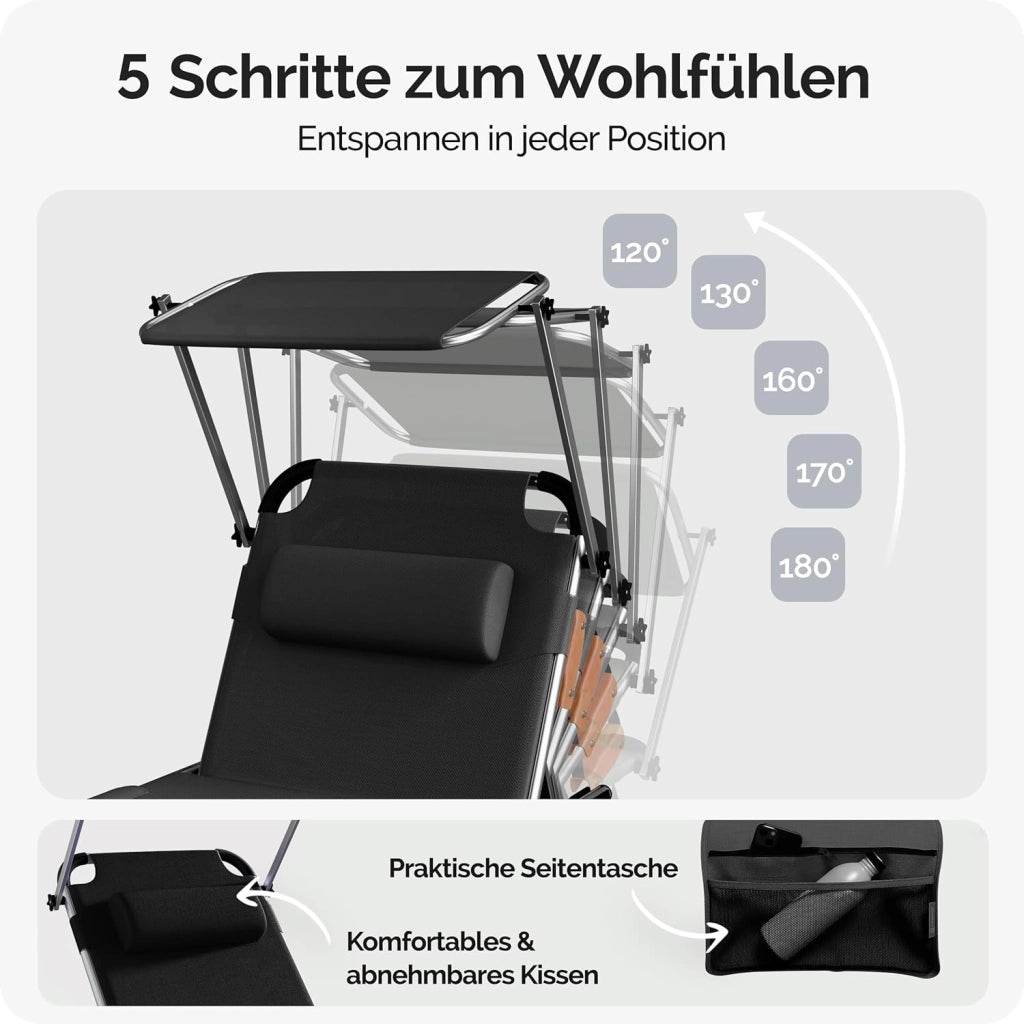 ® Lettino Prendisole Pieghevole Malta Comfort 210cm Carico Max. 180kg Sdraio da Giardino Esterno Mobili Outdoor