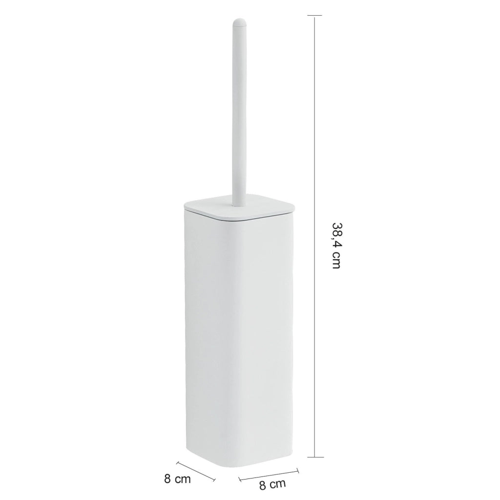 Scopino WC con ciuffo in setole da appoggio in ottone, acciaio inox e Cromall 3234 Gedy serie OUTLINE Bianco Opaco