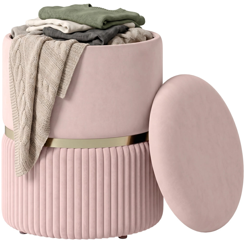Pouf contenitore con cuscino in velluto ¨C Xylo ¨C Rosa 36x36x44 cm