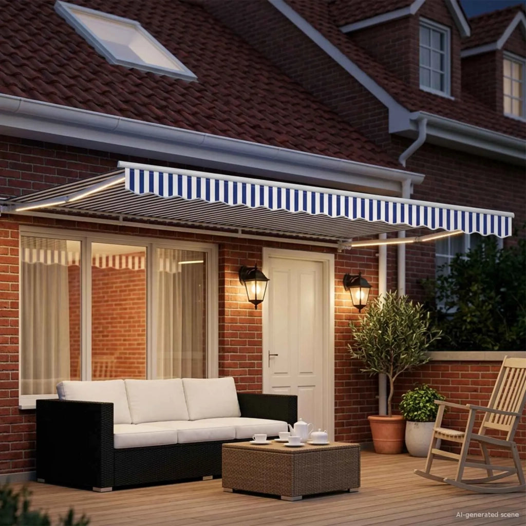 Tettuccio Elettrico Retrattile Blu e Bianco 4,5 × 3,5 m 3421408