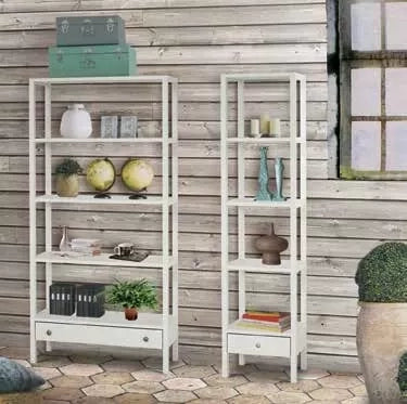 Libreria laccata bianca con cassetto  90x32x180 (730) - Mobili 2G