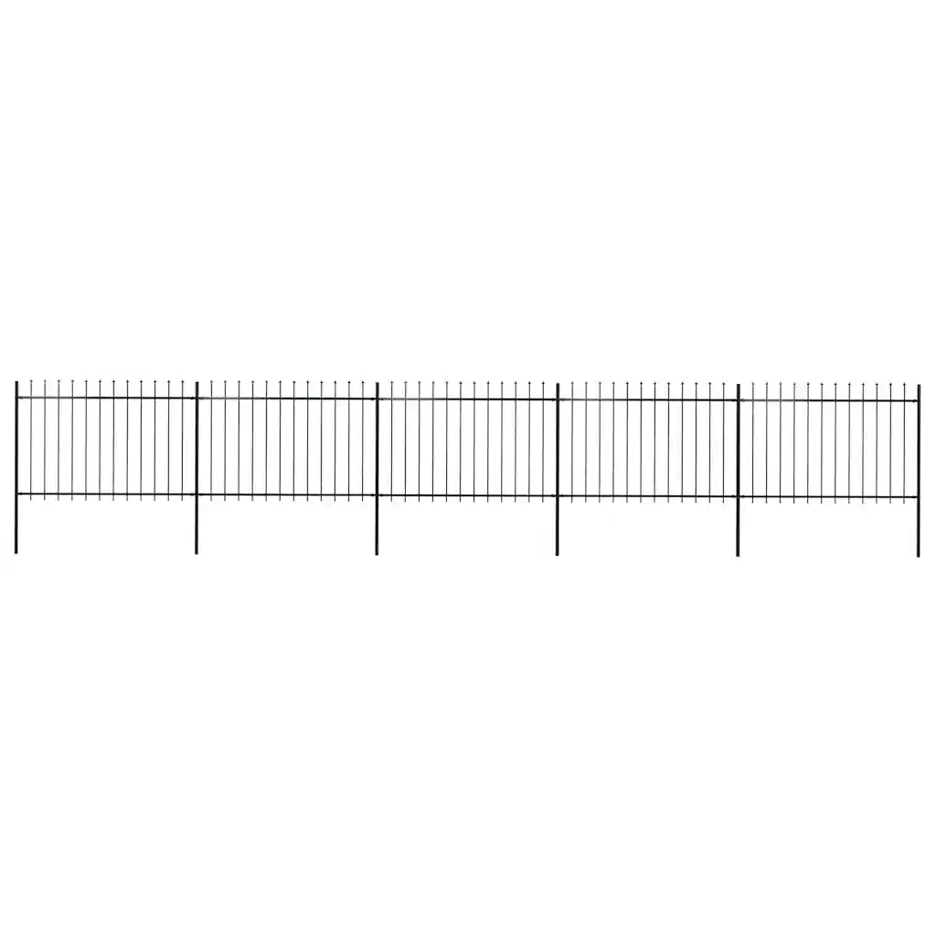 Recinzione da Giardino con Punta a Lancia in Acciaio 838x120 cm Nero 277624