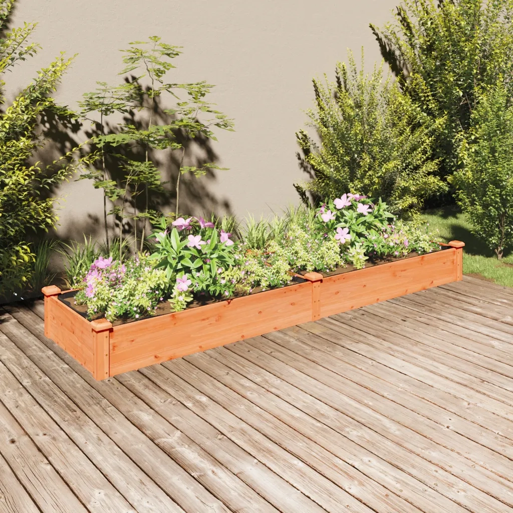Fioriera | Cassetta per fiori | Vaso Giardino con Fodera Marrone 240x60x25cm Massello Abete