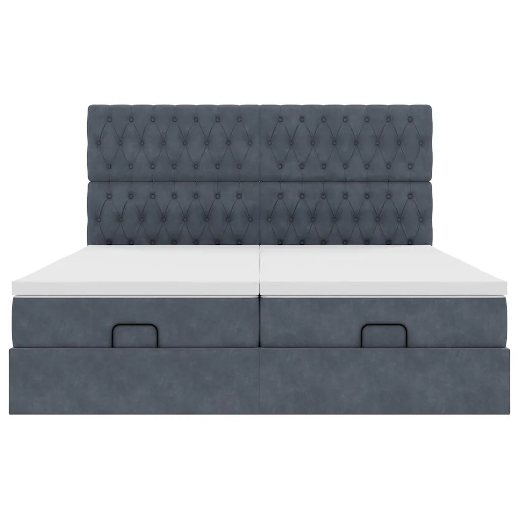 Struttura Letto Pouf con Materassi 160x200 cm in Velluto 3314634