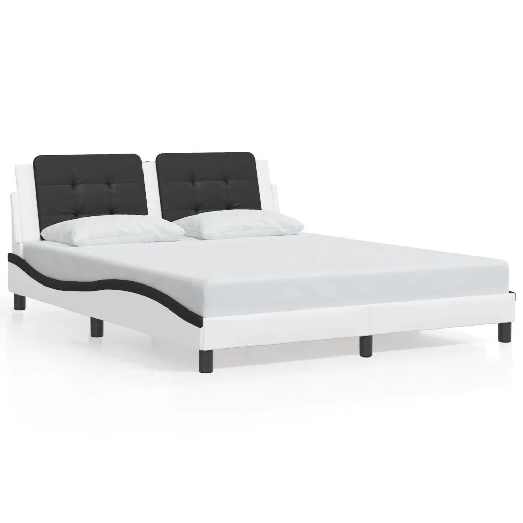 Giroletto con Luce LED Bianco e Nero 160x200 cm in Similpelle