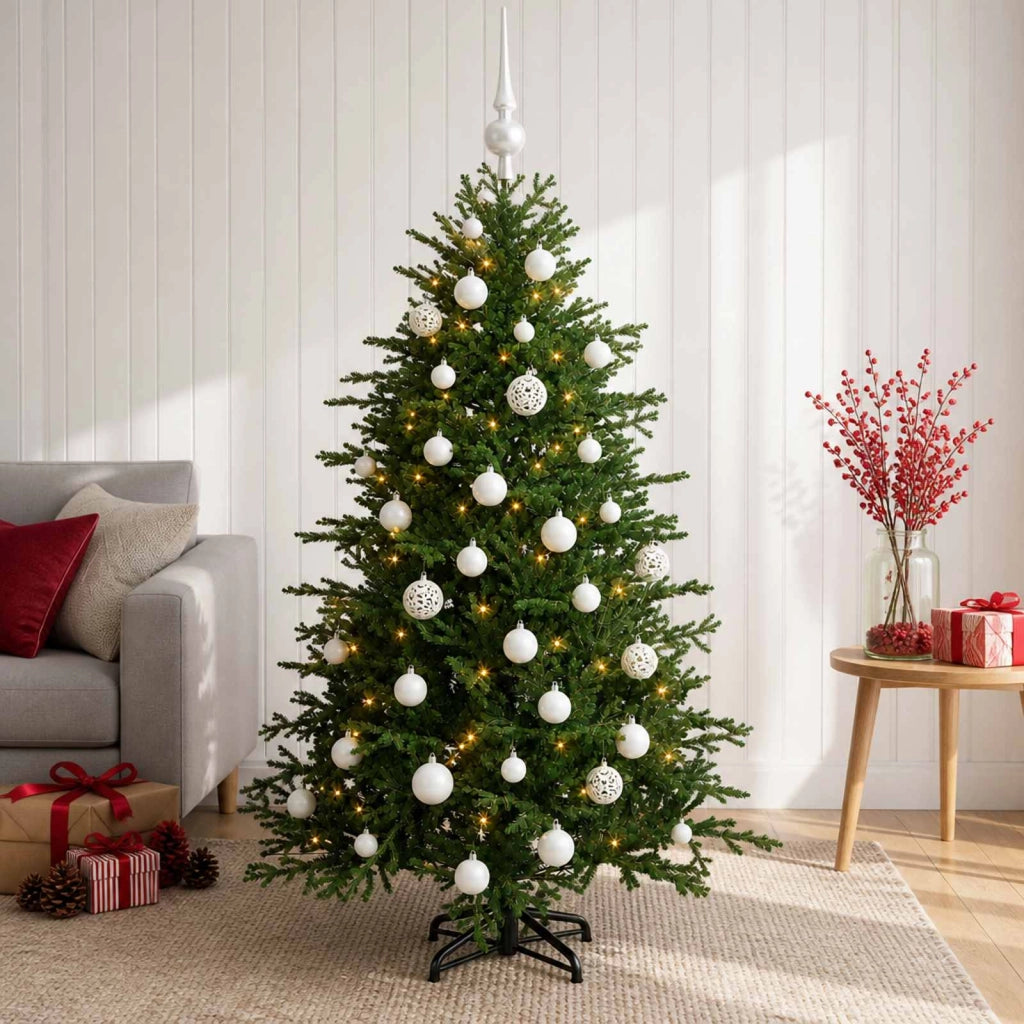 Albero di Natale artificiale con palline 120 cm 150 LED 3466073