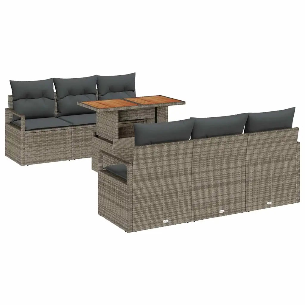 Set Divano da Giardino con cuscino 7 pcs Grigio