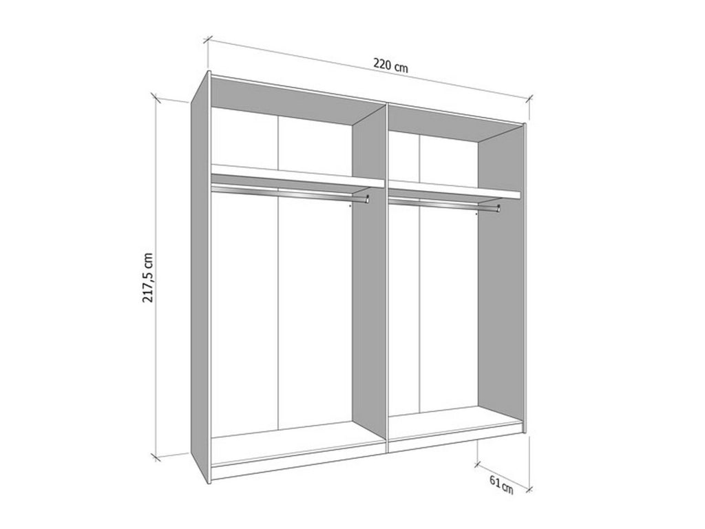 Armadio Camera da Letto Nucetto, Guardaroba Grande Appendiabiti, 220x217.5h cm Marrone Rovere Nodi