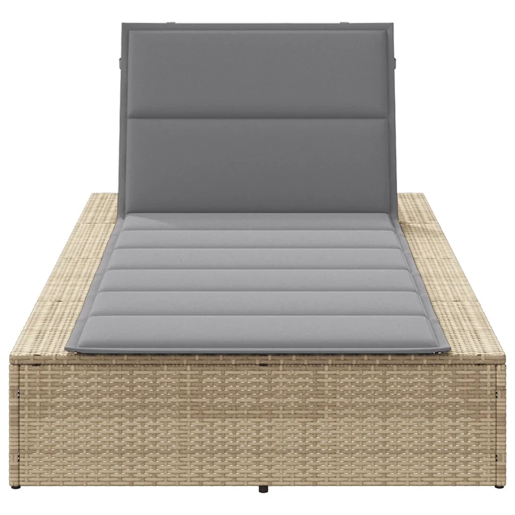 Lettino Prendisole con Cuscino Galleggiante Beige in Polyrattan 4104205
