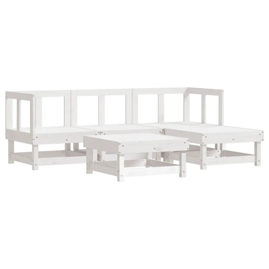 Set Salotto da Giardino 5 pz in Legno Massello di Pino Biancocod mxl 93970