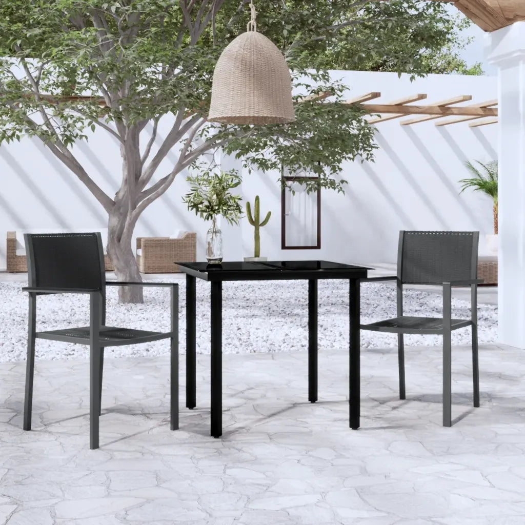 Set da Pranzo da Giardino 3 pz | Set Salotto da Giardino Nero
