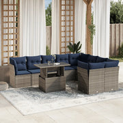 Set Divani da Giardino 10 pz con Cuscini Grigio in Polyrattan 3266841