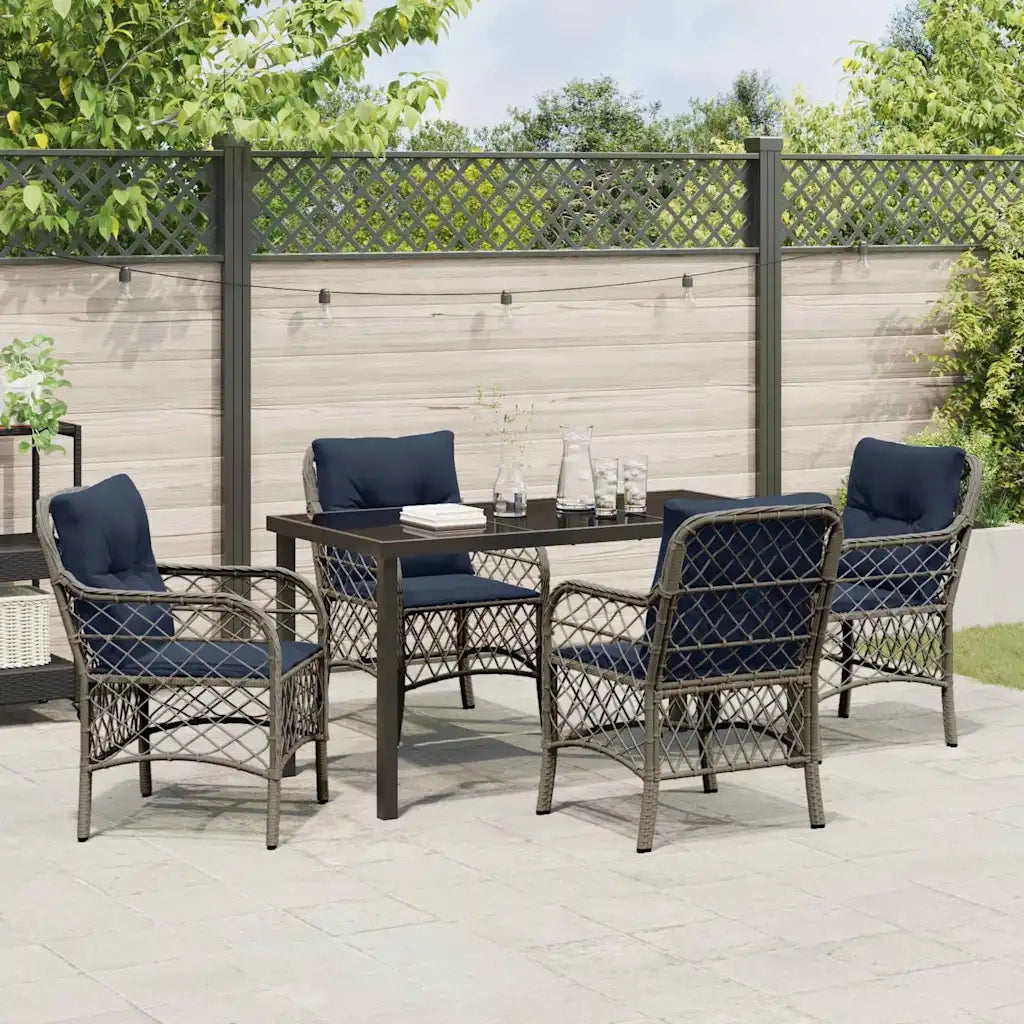 Set da Pranzo per Giardino 5 pcs Grigio e Nero Rattan 3380248