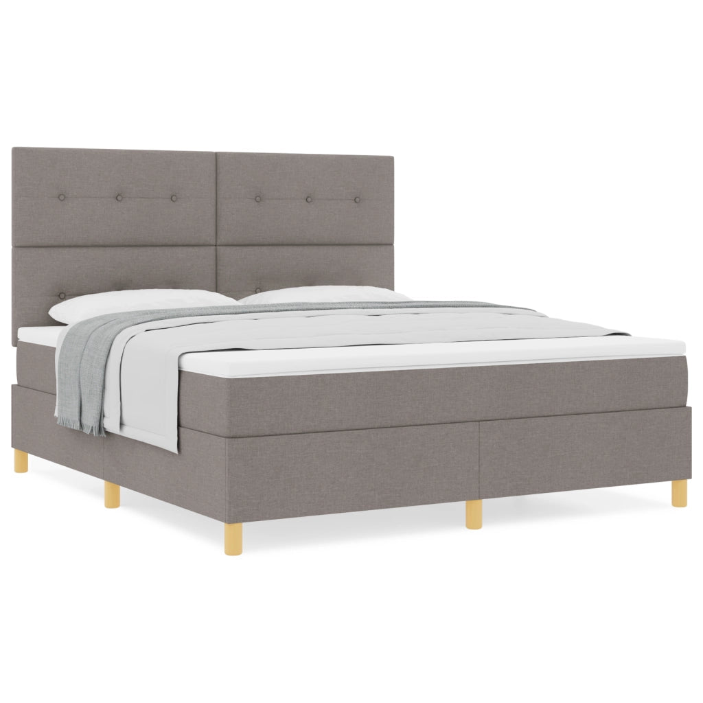 Letto con Box Spring e Materasso Tortora Super King Tessuto