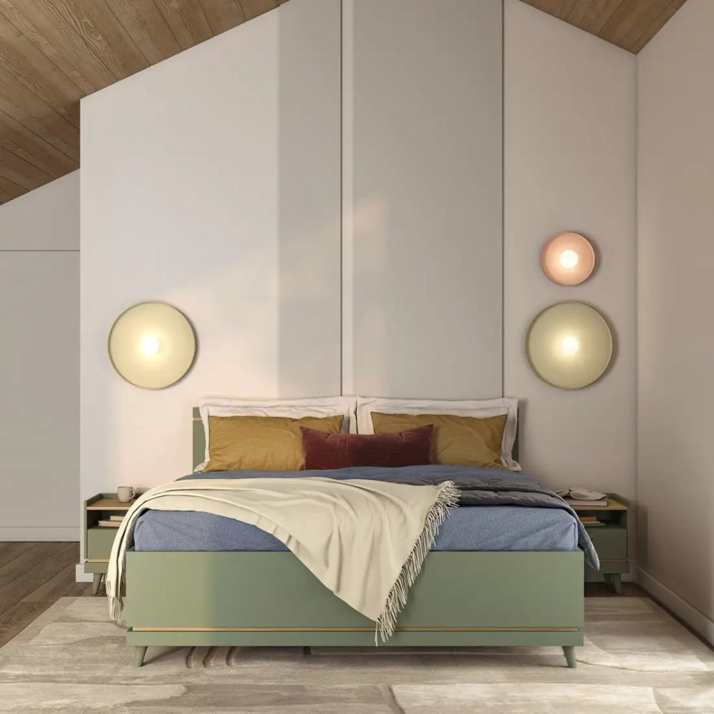 Letto NOKI – 160x200 cm verde e legno – Stile scandinavo