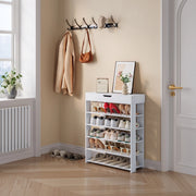 Scarpiera Boppeelo Scaffale a 5 Ripiani e Cassetto 94 x 75 x 30 cm - Bianco [en.casa]