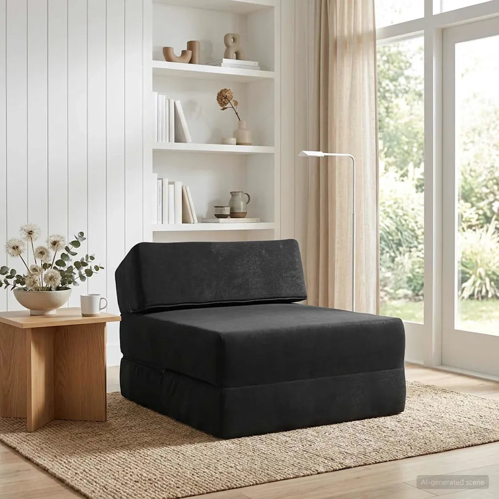 Divano Letto Pieghevole Nero 60 x 70 x 41 cm Tessuto