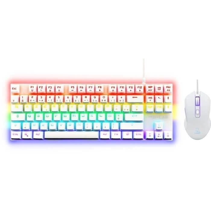 Tastiera meccanica da gioco combinata TKL + mouse - THE G-LAB - COMBO MERCURY W - Bianca