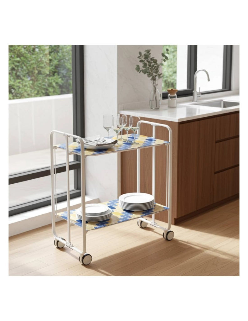 Carrello da cucina pieghevole bianco con ruote BAUHAUS 2 ripiani