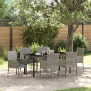 Set da Pranzo per Giardino con cuscino 7 pcs Grigio polyrattan 3380110