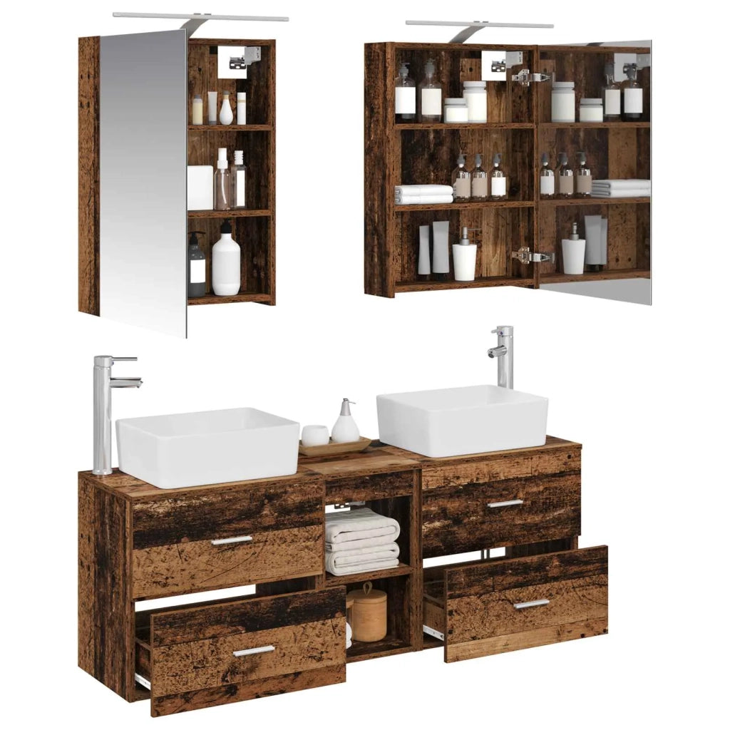 Set di mobili per il bagno 5 pcs Legno antico 3406837