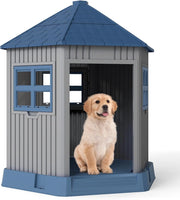 Cuccia per Cani da Interno ed Esterno, Casetta a Forma di Fienile con 2 Finestre e Lucernario, Tetto Inclinato e Grande Ingresso, Cuccia per Piccoli e Medi Cani