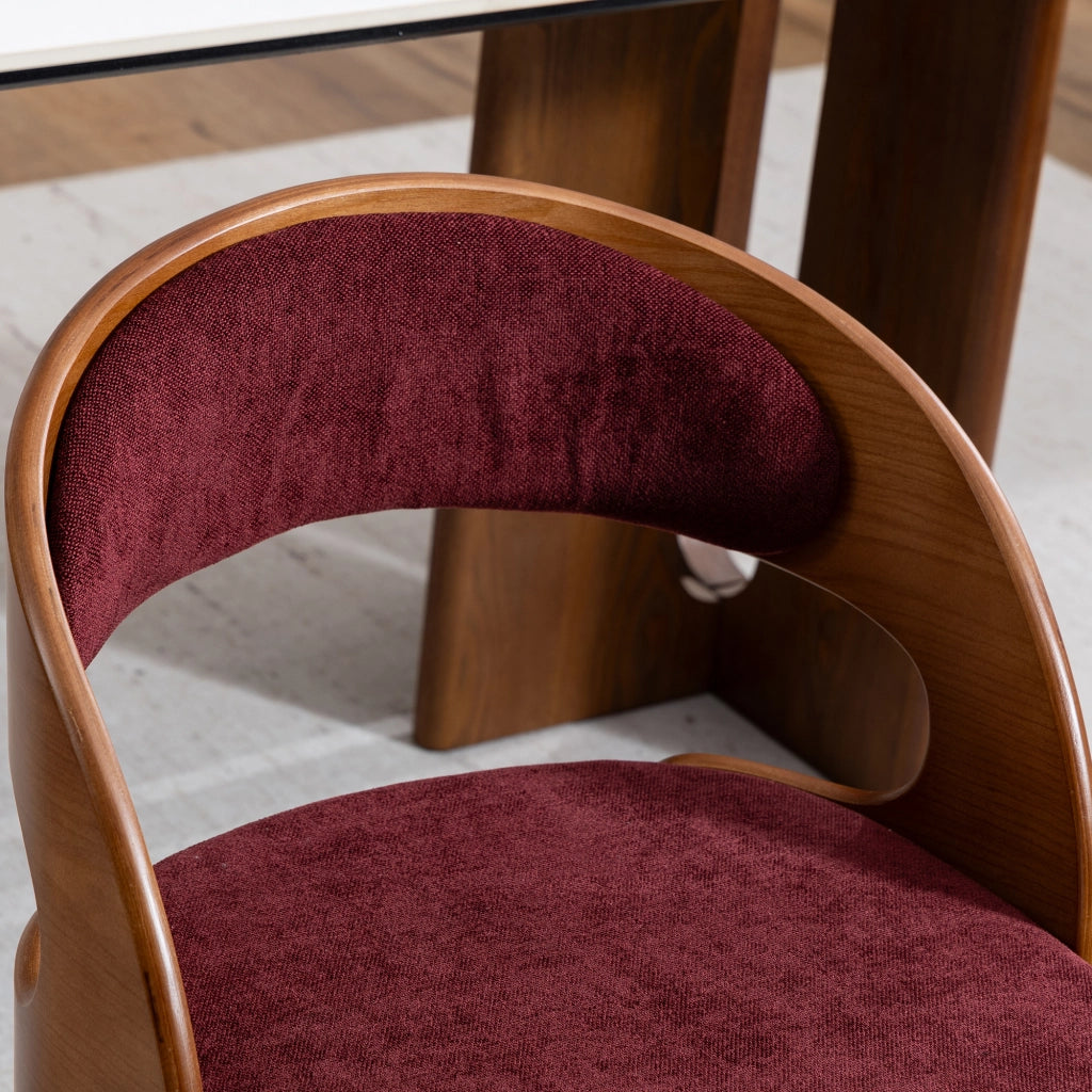 Sedia da Pranzo Girevole in Legno con Cuscino e Schienale Curvo ¨C MINIMAL ¨C Tessuto Naturale