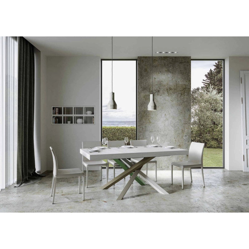Tavolo allungabile 180/440x90 cm Volantis Premium telaio Multicolore 4/A - Bianco Frassino
