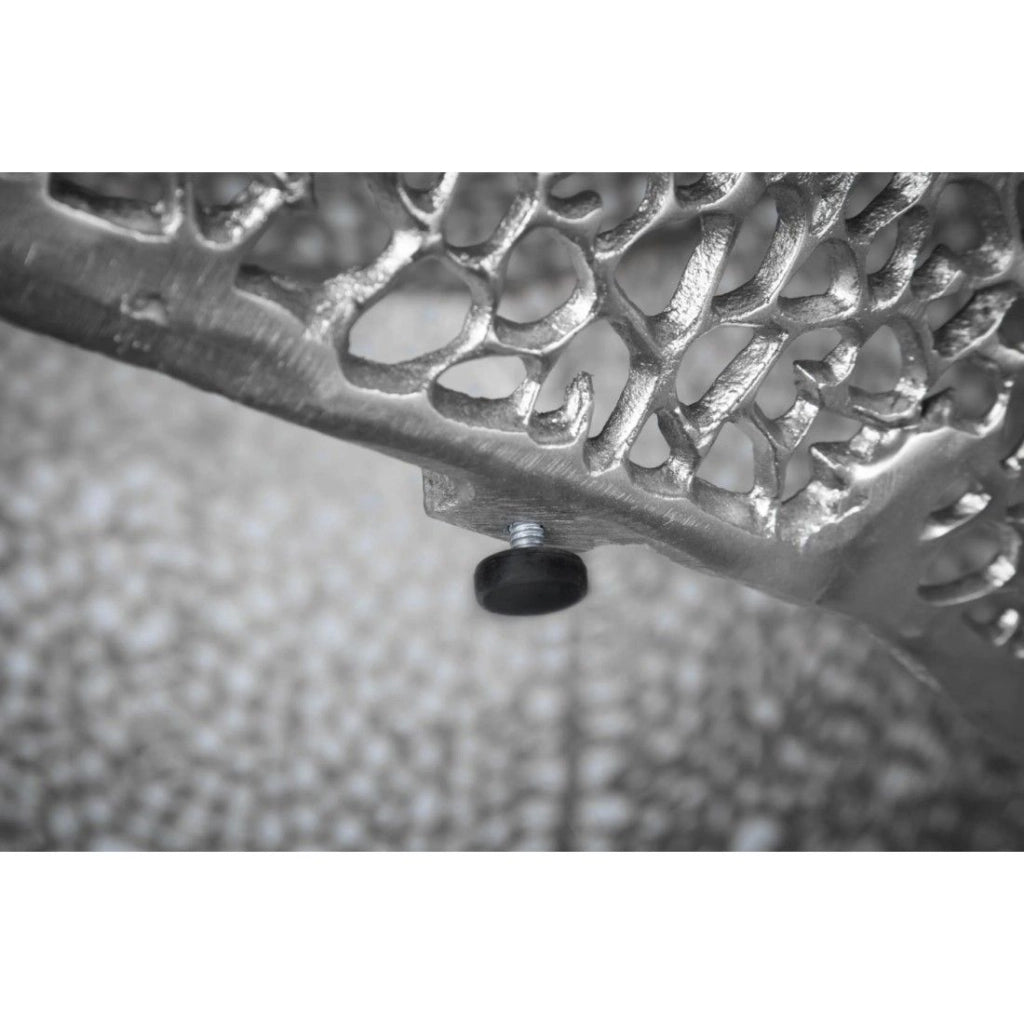 Tavolino design METRIX 122x69 cm – Alluminio argento con motivi arrotondati