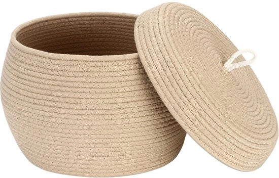 Cassa di stoccaggio rotonda - cotone naturale - 1 pezzo - 25,4 x 19 cm