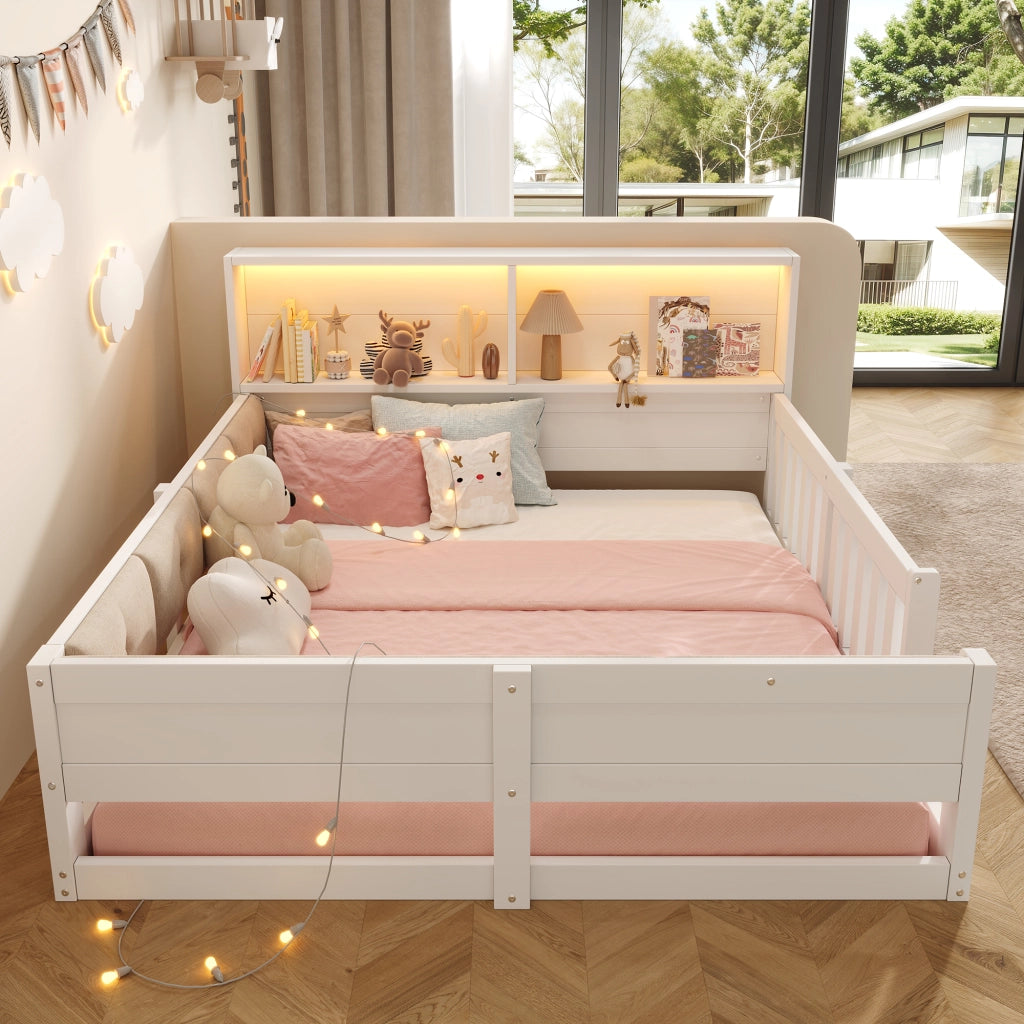 letto basso in truciolato e plush bianco 140 x 200 cm