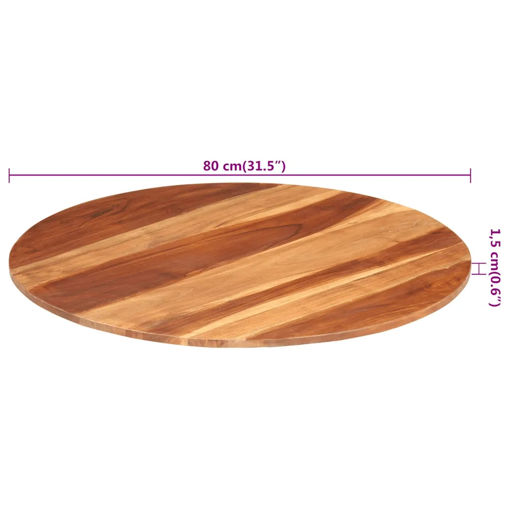 Piano Tavolo in Legno Massello di Acacia Rotondo 15-16 mm 80 cm 285971
