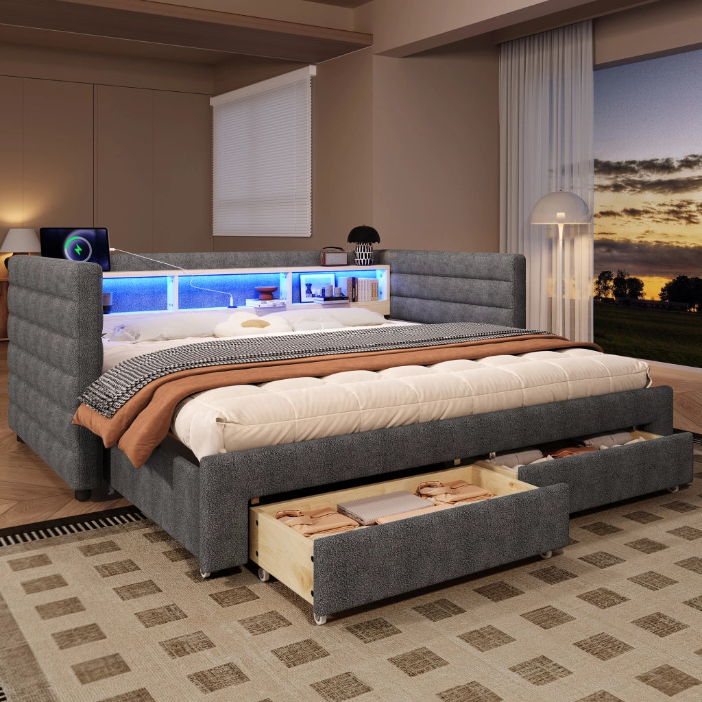 Tagesbett multifunzione velluto grigio 90x190 cm