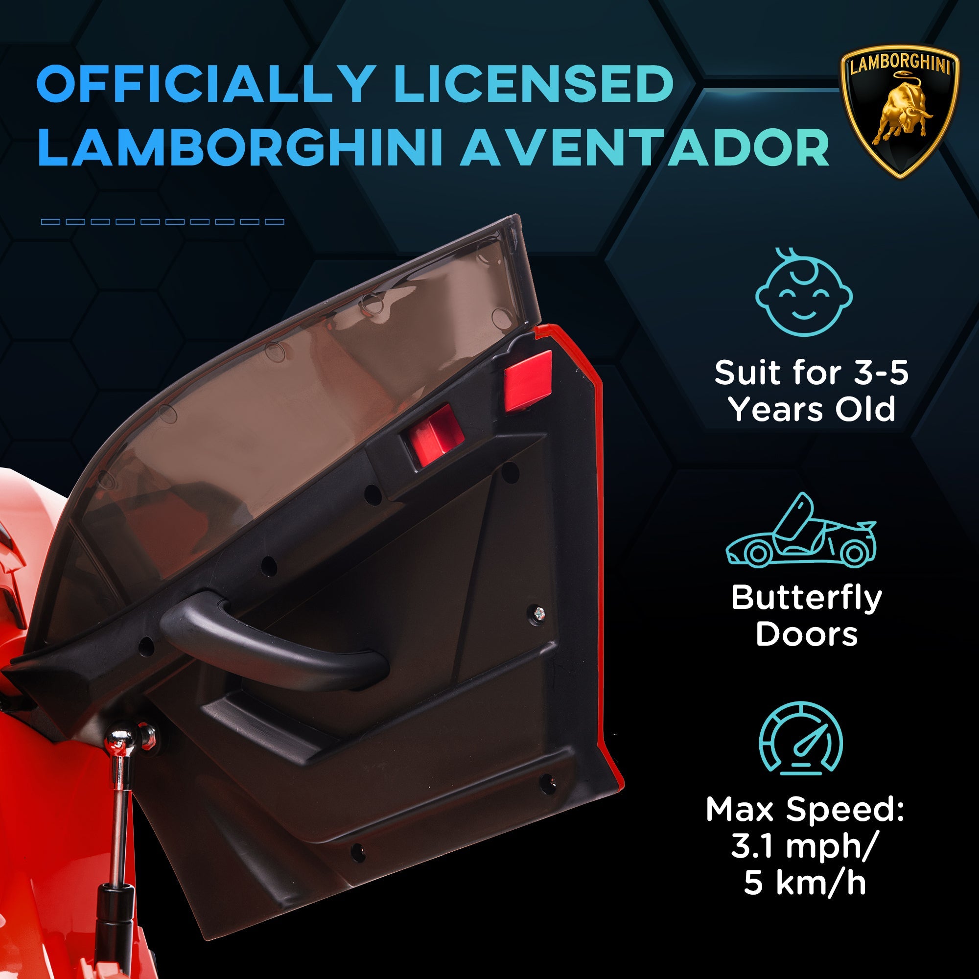 Macchina Elettrica per Bambini 12V con Licenza Lamborghini Aventador SVJ Roadster Rosso