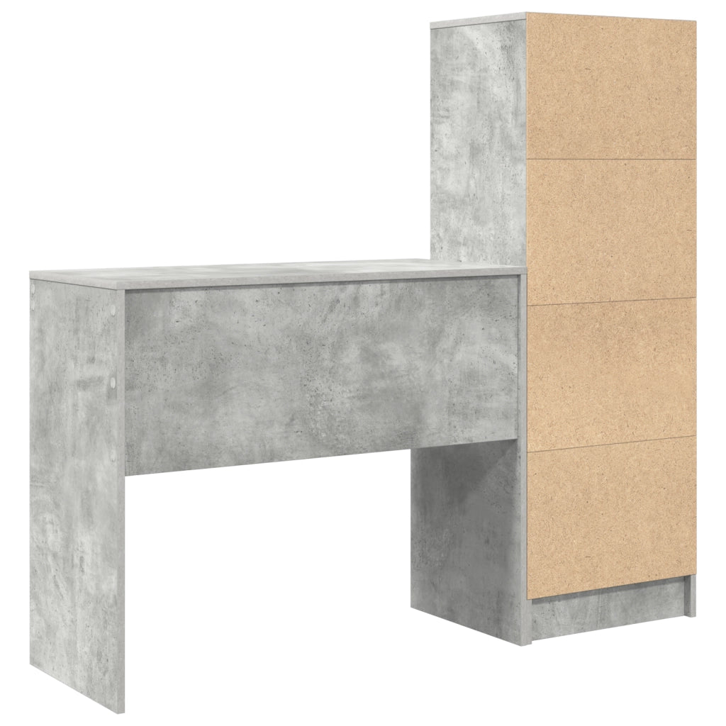 Scrivania con Storage Grigio Cemento Legno Ingegnerizzato