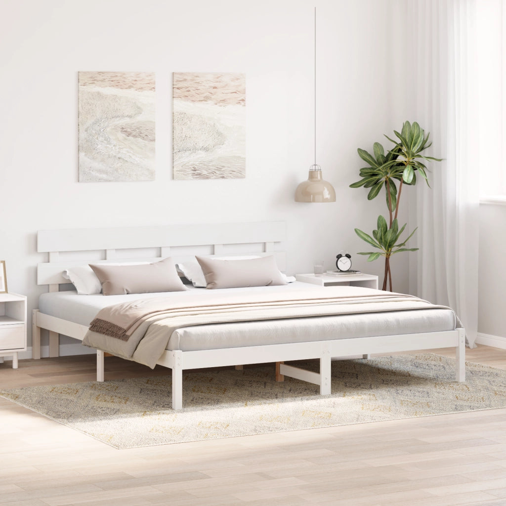 Letto Bianco in Legno di Pino Bianco Legno Massello di Pino