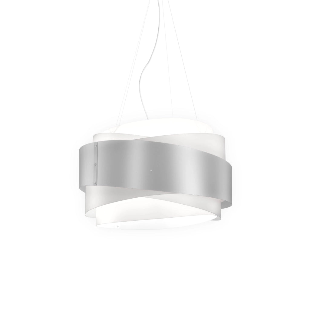 Lampadario Moderno Bea Polilux ® Argento E Metallo Cromo 5 Luci E27 D80Cm