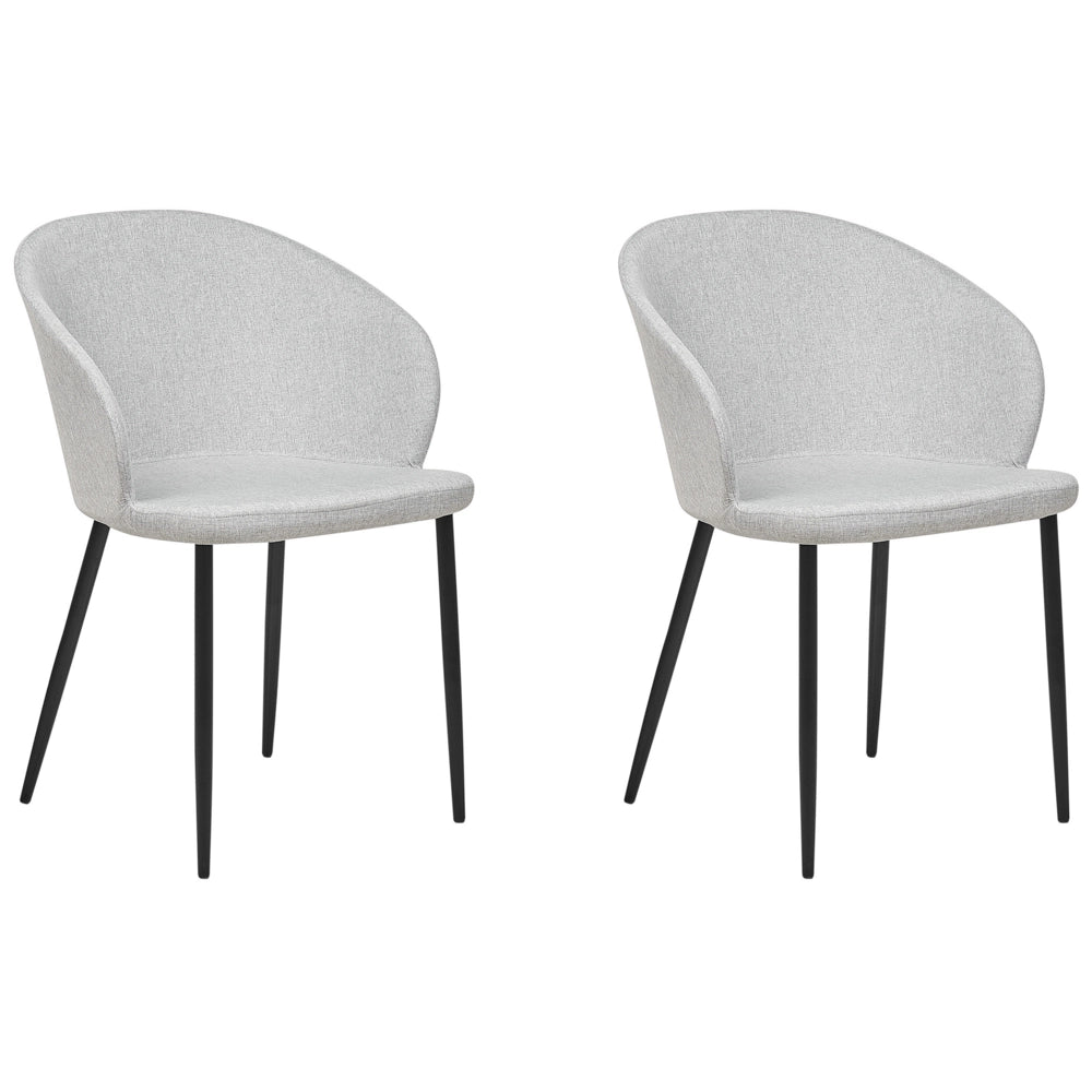 Set di 2 sedie da pranzo in tessuto grigio chiaro imbottito con gambe nere Stile retrò Mobili per il soggiorno