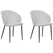 Set di 2 sedie da pranzo in tessuto grigio chiaro imbottito con gambe nere Stile retrò Mobili per il soggiorno