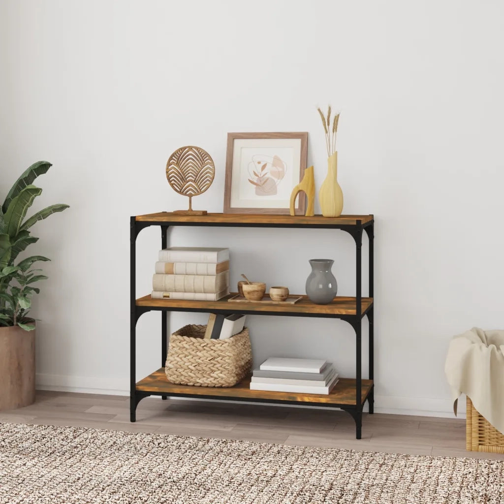 Libreria-Scaffale per Libri-Mobile di Stoccaggio rovere fumo 80x33x70,5 cm Legno Multistrato e Acciaio