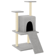 Tiragraffi per gatti torre per arrampicata giocattolo piattaforma per arrampicata con tiragraffi in sisal leggero 110 cm grigio 02_0022548