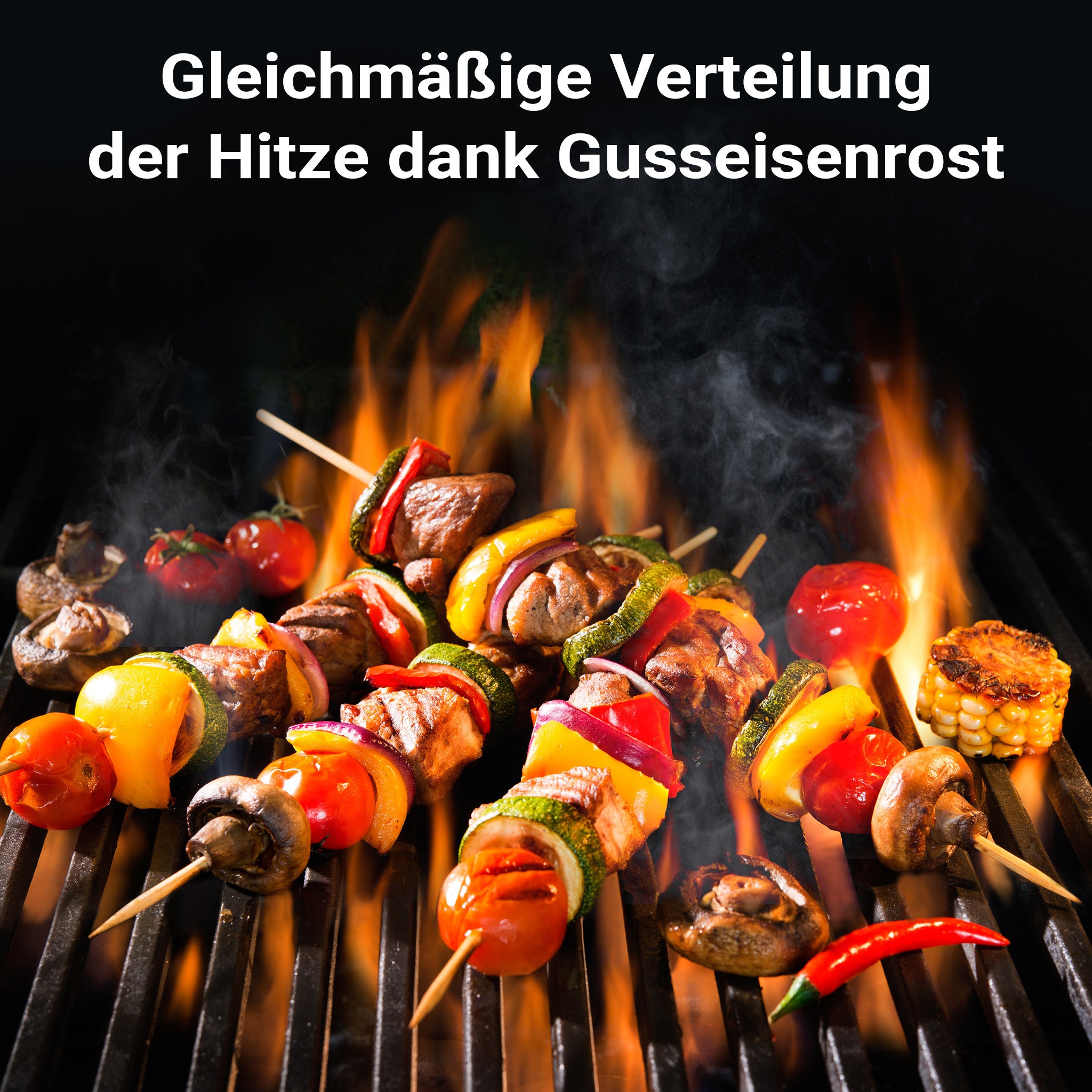 Griglia in ghisa, forma a mezza luna, 49,8 x 24,3 x 0,9 cm, per barbecue, bistecchiera, ideale per grigliare carne, pesce, verdure