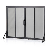 Parascintille per camino con ante scorrevoli antiscintilla 89 x 33 x 72 cm ideale per soggiorno metallo nero 20_0013306